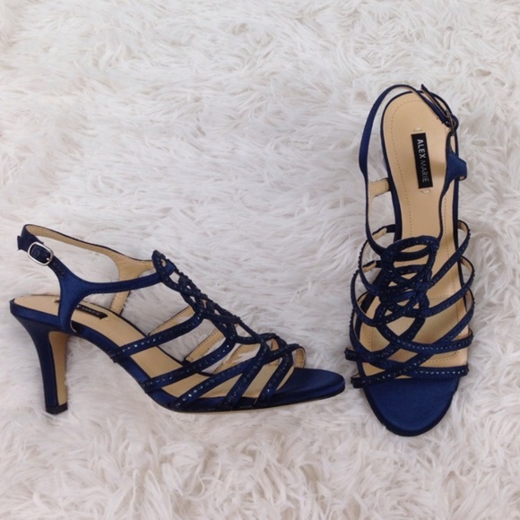 Alex Marie Shoes - New Alex Marie Blue Rhinestone Kitten Dress Heels